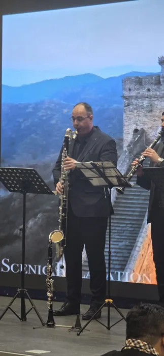 Milos on bass clarinet